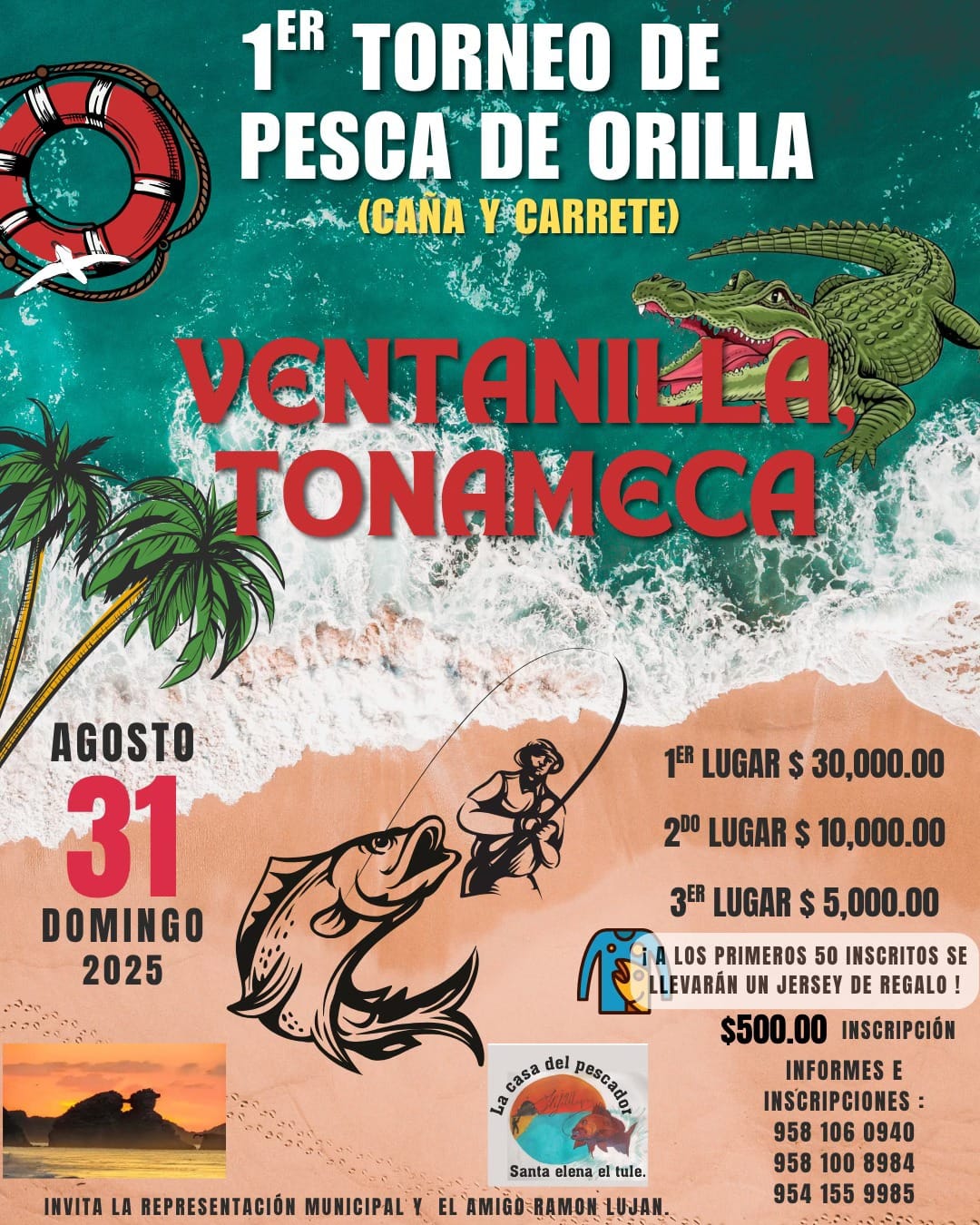 🎣 1er Torneo de Pesca de Orilla en Ventanilla, Tonameca